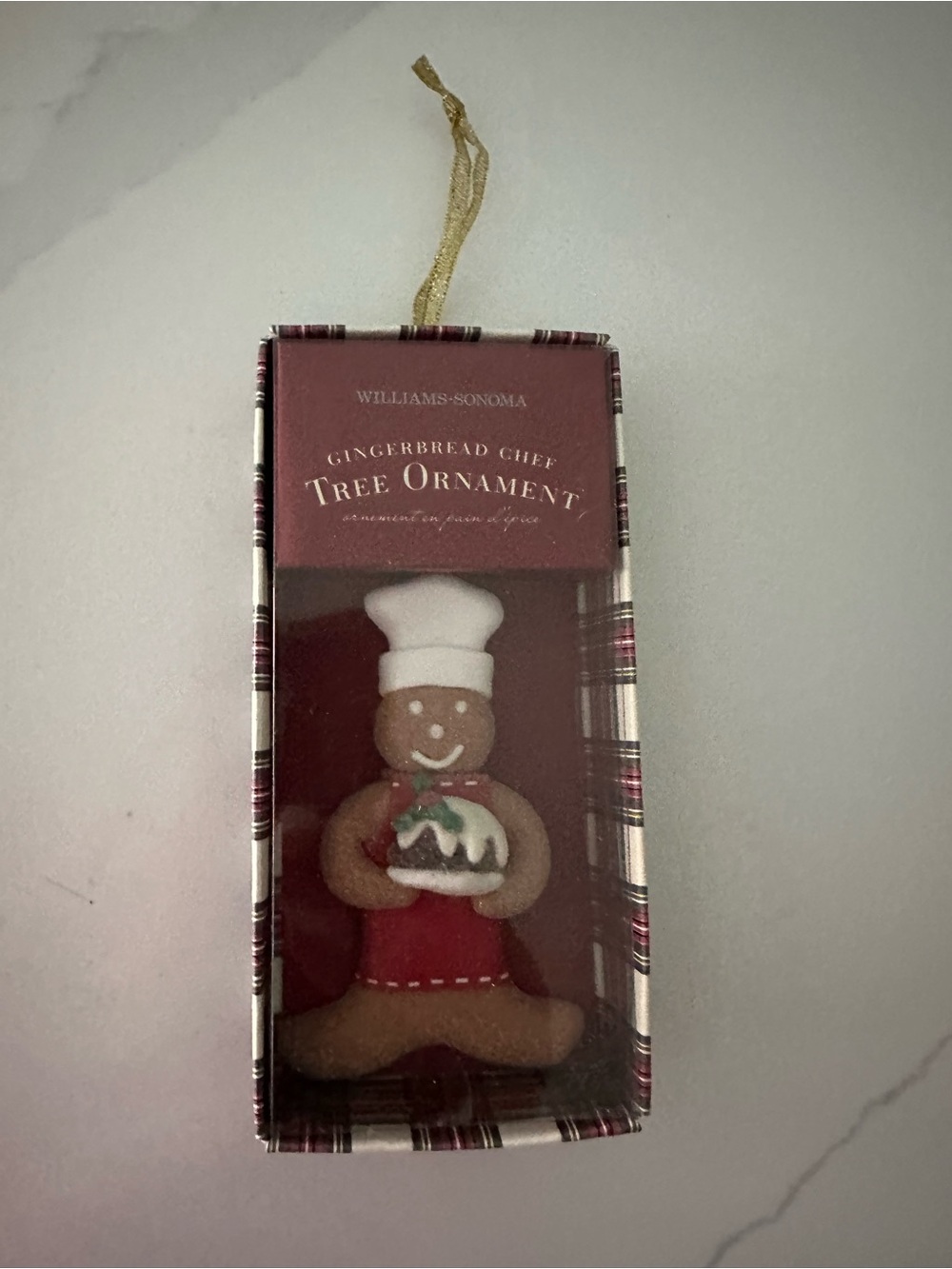 Williams Sonoma Gingerbread Chef Ornament in Brown, Red & White